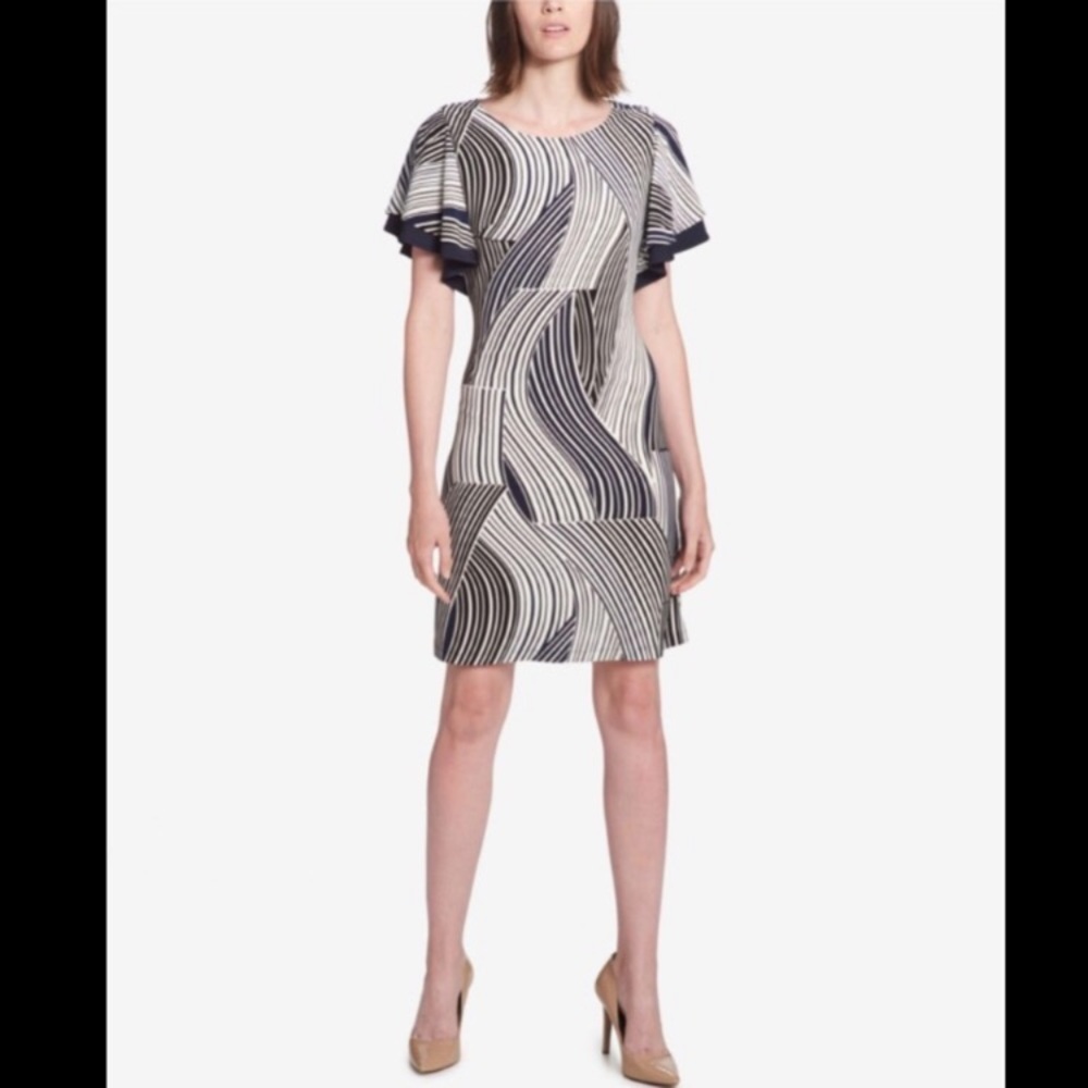 🖤TOMMY HILFIGER🖤FLUTTER SLEEVE STRIPED DRESS🖤